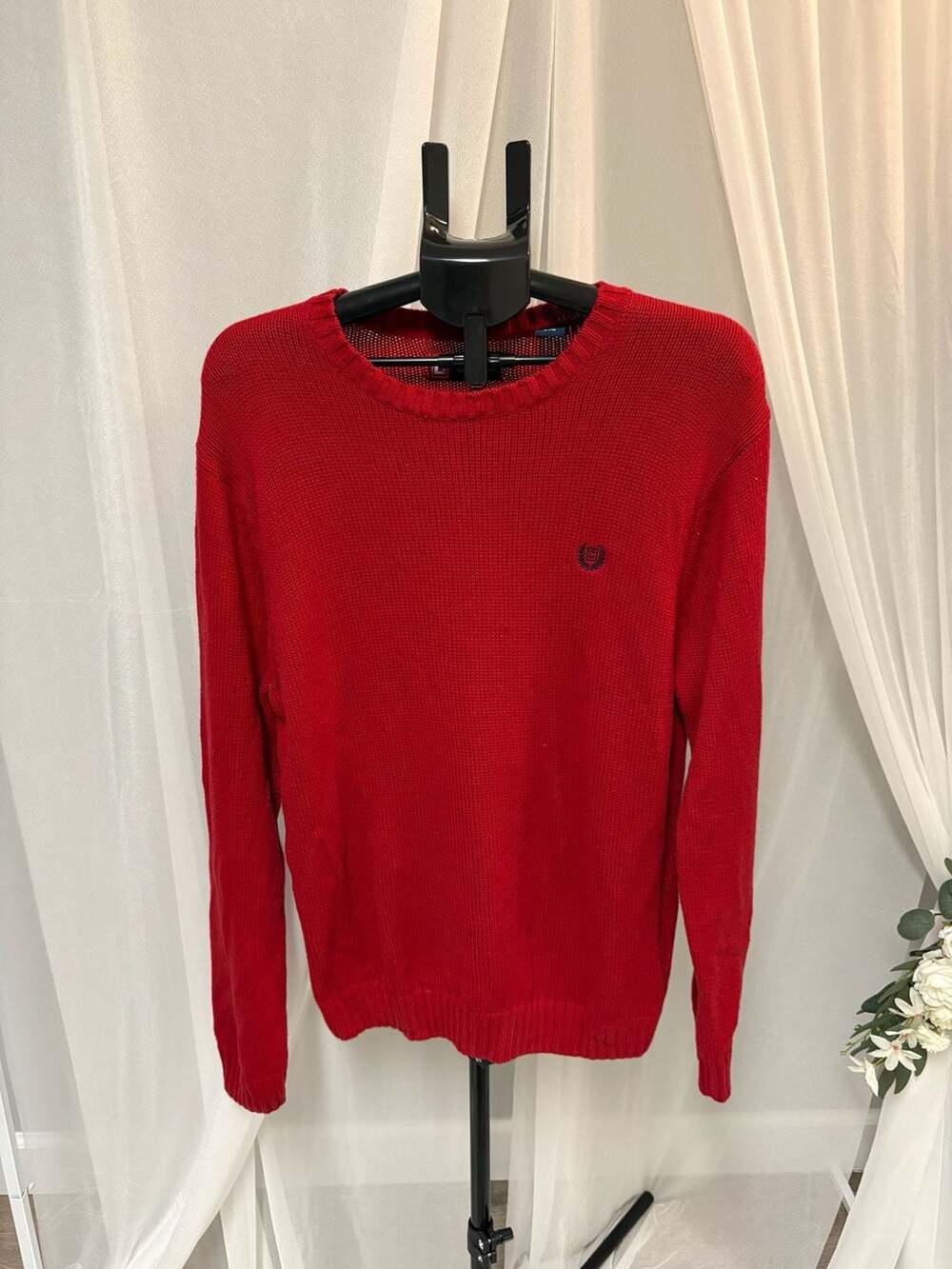 Chaps crew neck sweater size large red cotton knit